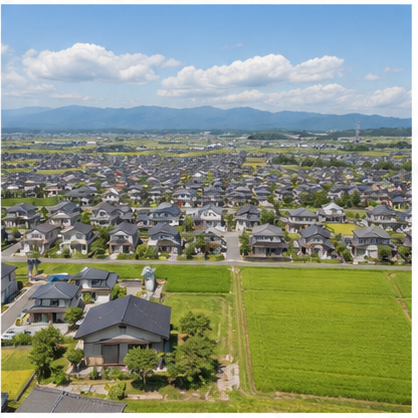 住宅地の俯瞰