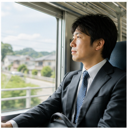 電車で通勤する会社員